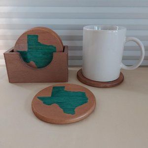 Hand Crafted Wood Texas Coasters